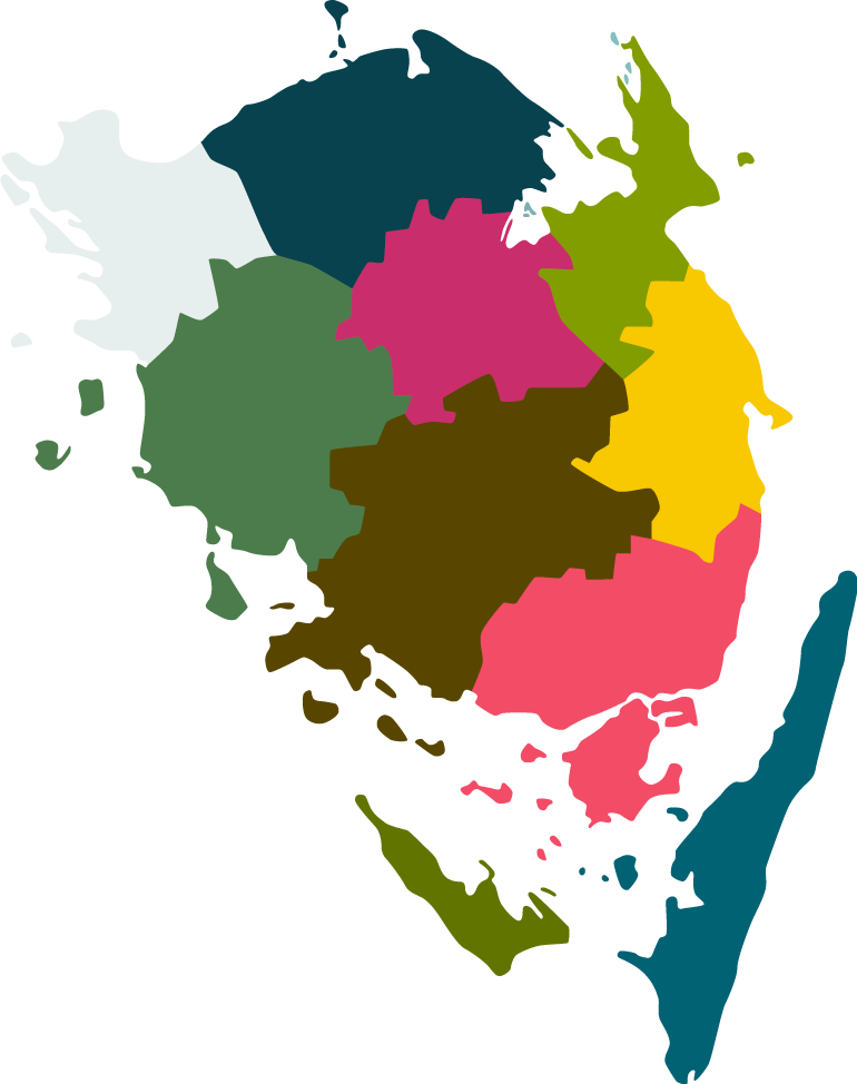 Kort over Fyn inddelt i kommuner